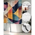 thumbnail image 5 of Split Shower Curtain for Transfer Bench, Abstract Geometric Fabric Shower Curtains for Bathroom, Orange Neutral Modern Art Tub Sliding Transfer Bench Waterproof Bath Curtains 72"x84", 5 of 9