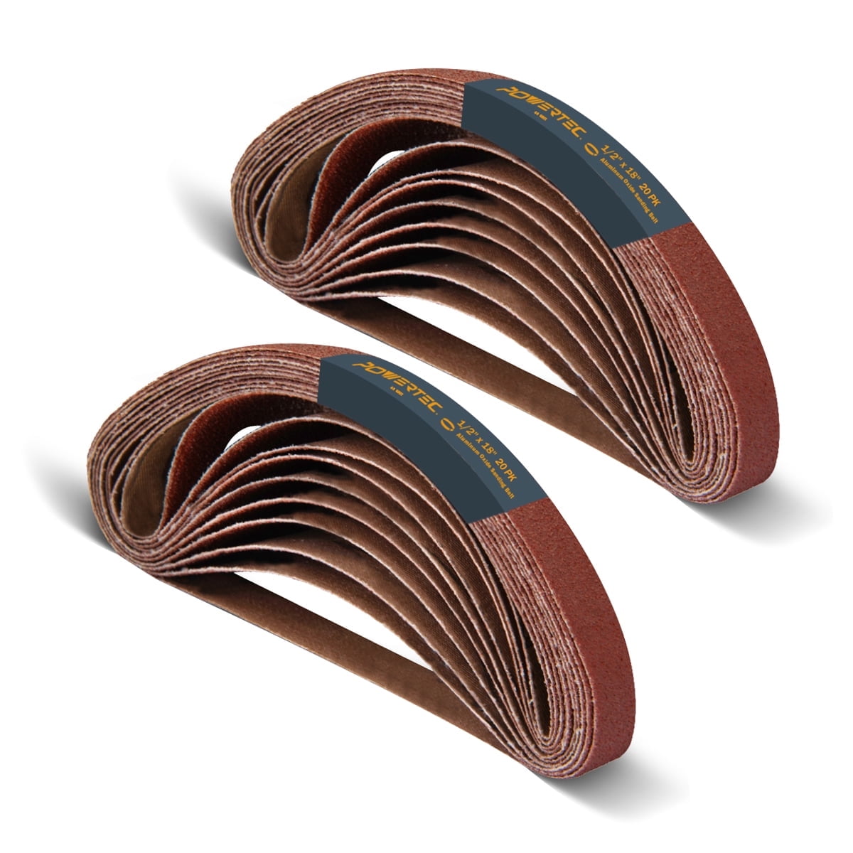 POWERTEC 40PK 40 Grit 1/2 x 18 inch Sanding Belts Aluminum Oxide Belt Sander Sanding Belt for Air File Belt Sander Woodworking Derusting 401804-P2
