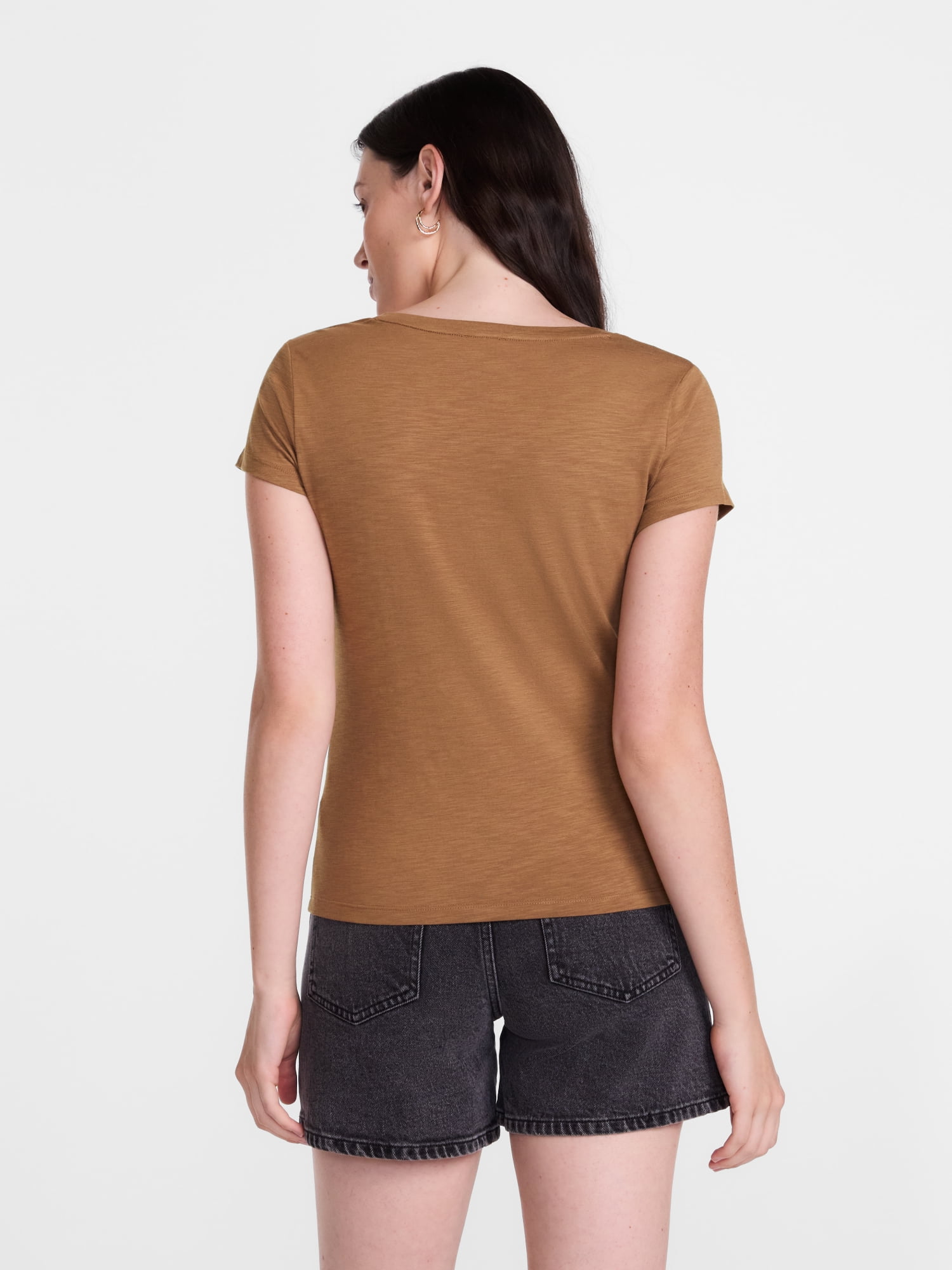Scenario Women's Scoop Neck Tee with Cap Sleeves, Sizes XS-XXXL