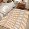 thumbnail image 3 of Rectangle Rug 4x6ft Area Rug, Farm Lattice Houndstooth Pattern Area Rugs for Living Room Bedroom, Rustic Beige Khaki Plaid Floor Mat Non-Shedding Non-Slip Carpet Indoor Accent Rugs, 3 of 9