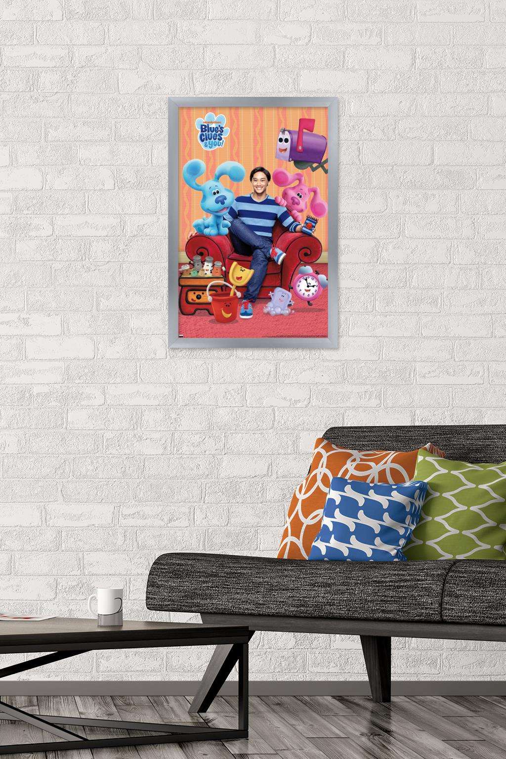 Blue's Clues - Group Wall Poster, 14.725" x 22.375", Framed