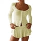 thumbnail image 3 of Conjunto de Pijama para Mujer, de Larga, con Botones, Top y Pantalones Cortos con Volantes, Conjunto de 2 Piezas para Estar en Casa, Ropa de Dormir Y2k. Amarillo S, 3 of 8