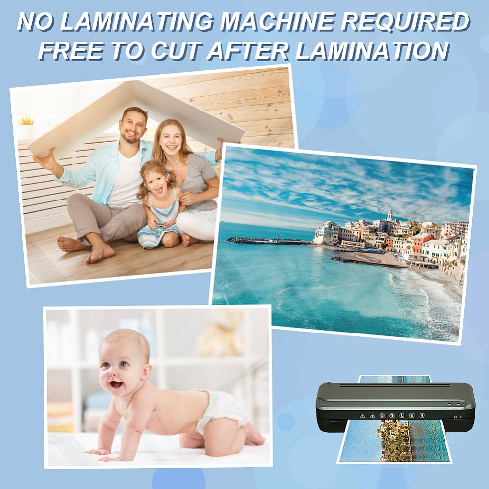 65 Sheets A4/A5/A6 PET Laminating Sheets Self-Adhesive Glossy Cold Laminating Film Waterproof Laminate Sticker for Photo Painting