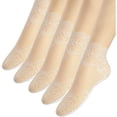 thumbnail image 1 of Xiao Hua Calcetines tobilleros de encaje para mujer (5 pares), con doble volante, con diseño de red de pesca, blancos, 1 of 5
