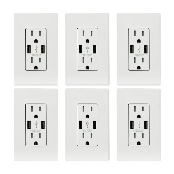 ELEGRP USB Outlets Receptacles, 25W 5.0 Amp High Charging USB Wall Outlet, 15 Amp Tamper-Resistant Electrical Outlet with Type A port, UL Listed, Wall Plate Included