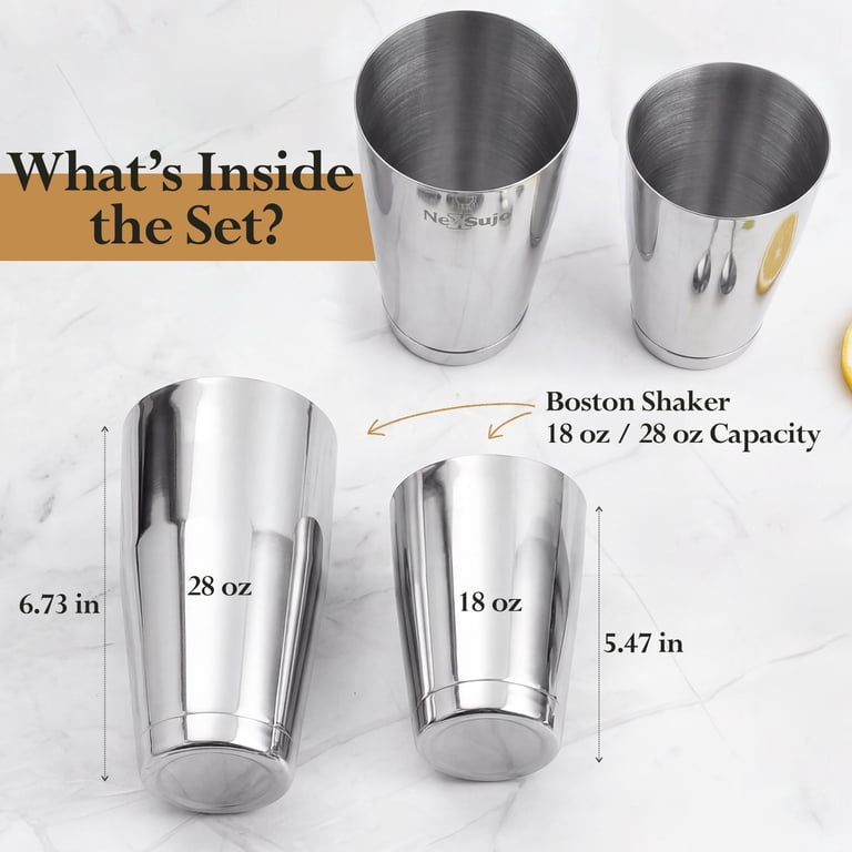 Boston Shaker Set, Professional Cocktail Shaker Set (18oz/28oz) Weighted Stainless Steel Bar Shakers for Bartending, Leakproof Bar Tools, Home, Gift