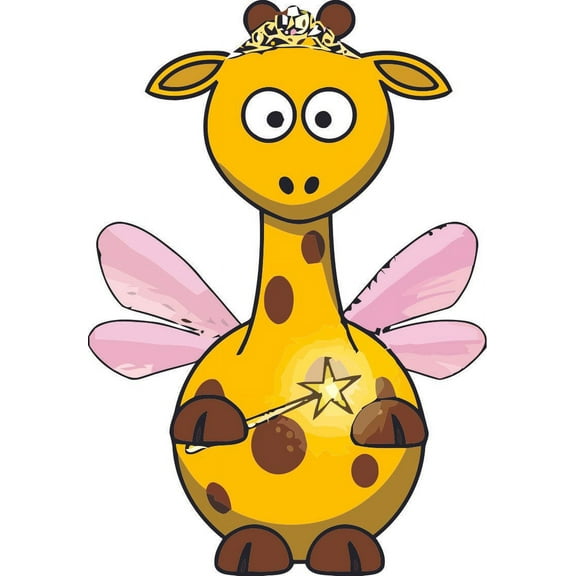 Fairy Wings Giraffe Giraffes Designs Jungle Zoo Safari Animals Cartoon Design Wall Decals for Bedroom Bathroom Animal Animals Children's Vinyls Kids Vinyl Art Decal Walls Rooms Size (20x12 inch)