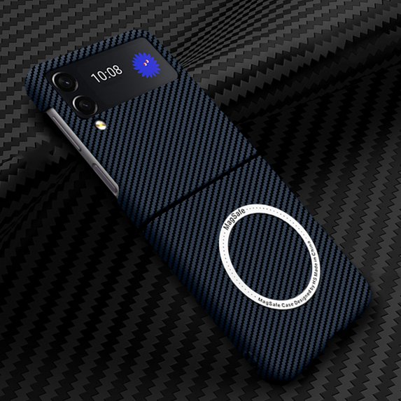 TECH CIRCLE Case for Samsung Galalxy Z Flip4,Shockproof PC Carbon Fiber Protective Slim Fit Phone Cover Compatible with Wireless Charging For Galaxy Z Flip 4, Blue