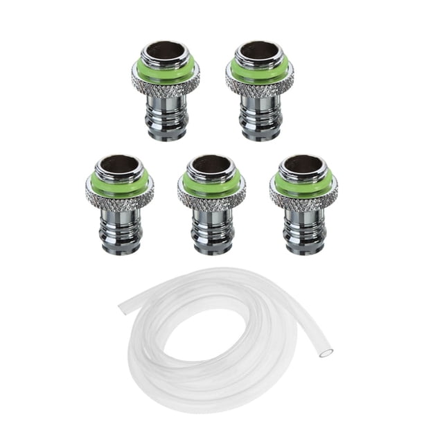 6 piezas de accesorios: 5 piezas de conexión de púas para radiador de refrigeración por agua y 1 pieza de tubo de PVC para CPU y GPU, adaptador de bloque de refrigeración por agua.