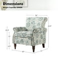 thumbnail image 6 of Wingback Armchairs Set of 2 Accent Chairs Floral Upholstered Sofa Wood Legs Lounge Seat Removable Cushion Home Living Room, 6 of 6