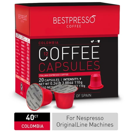 Bestpresso Coffee For Nespresso OriginalLine Machines, Single Origin Colombia Blend (Medium Intensity), 40