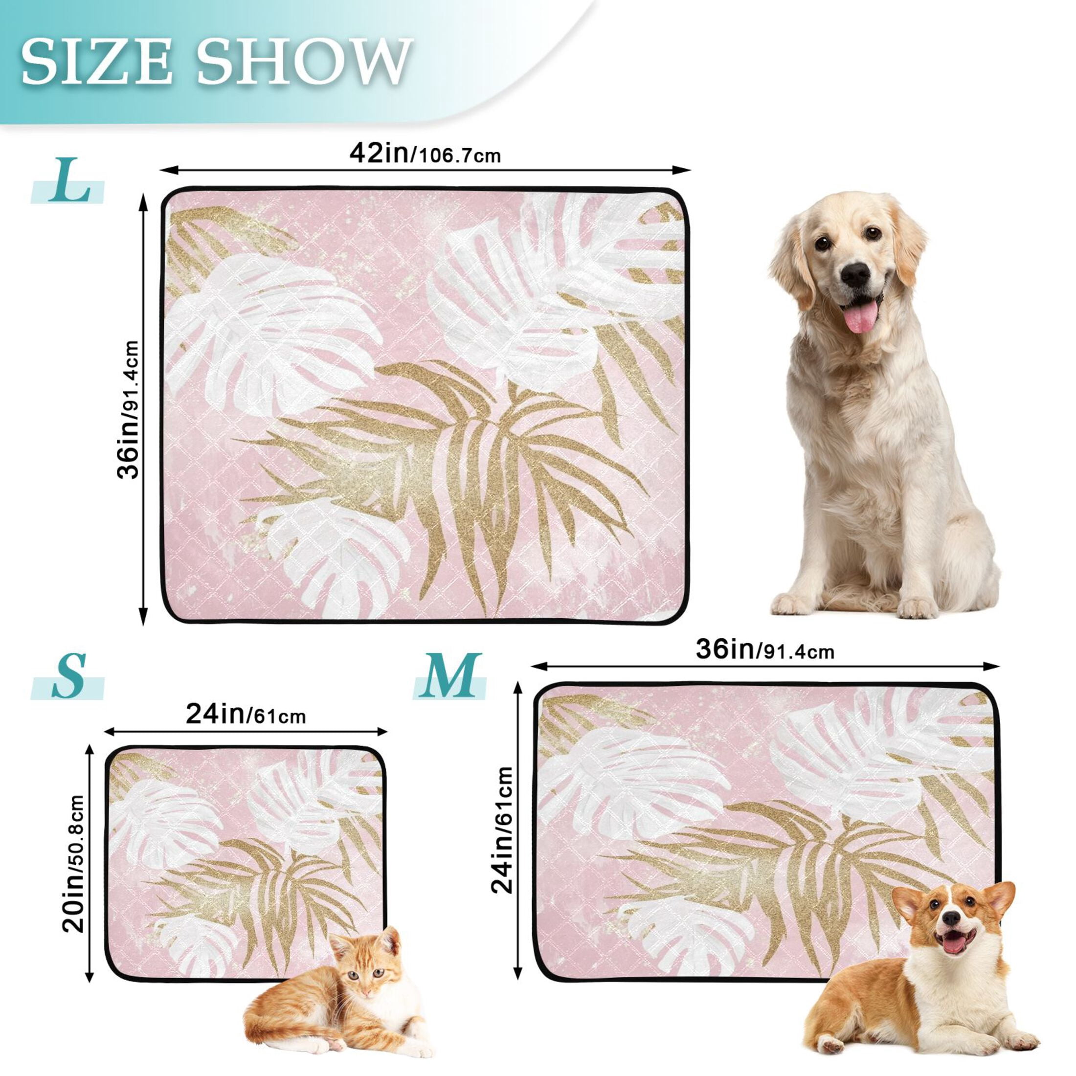 Washable Pet Pee Pads with Super Absorbent Reusable Training Pads for Dogs & Cats White Monstera Leaves