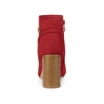 thumbnail image 2 of BLISSFUL STEP Ankle Boots Solid Round Toe Side Zip Buckle Heels Red 9, 2 of 7
