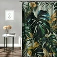 thumbnail image 2 of Orinice &nbsp;Tropical Palm Leaf Shower Curtain Set Gold Abstract Banana Leaf Sage Green Fabric Shower Curtain with Hook Natural Plant Set, 36x72, 2 of 7