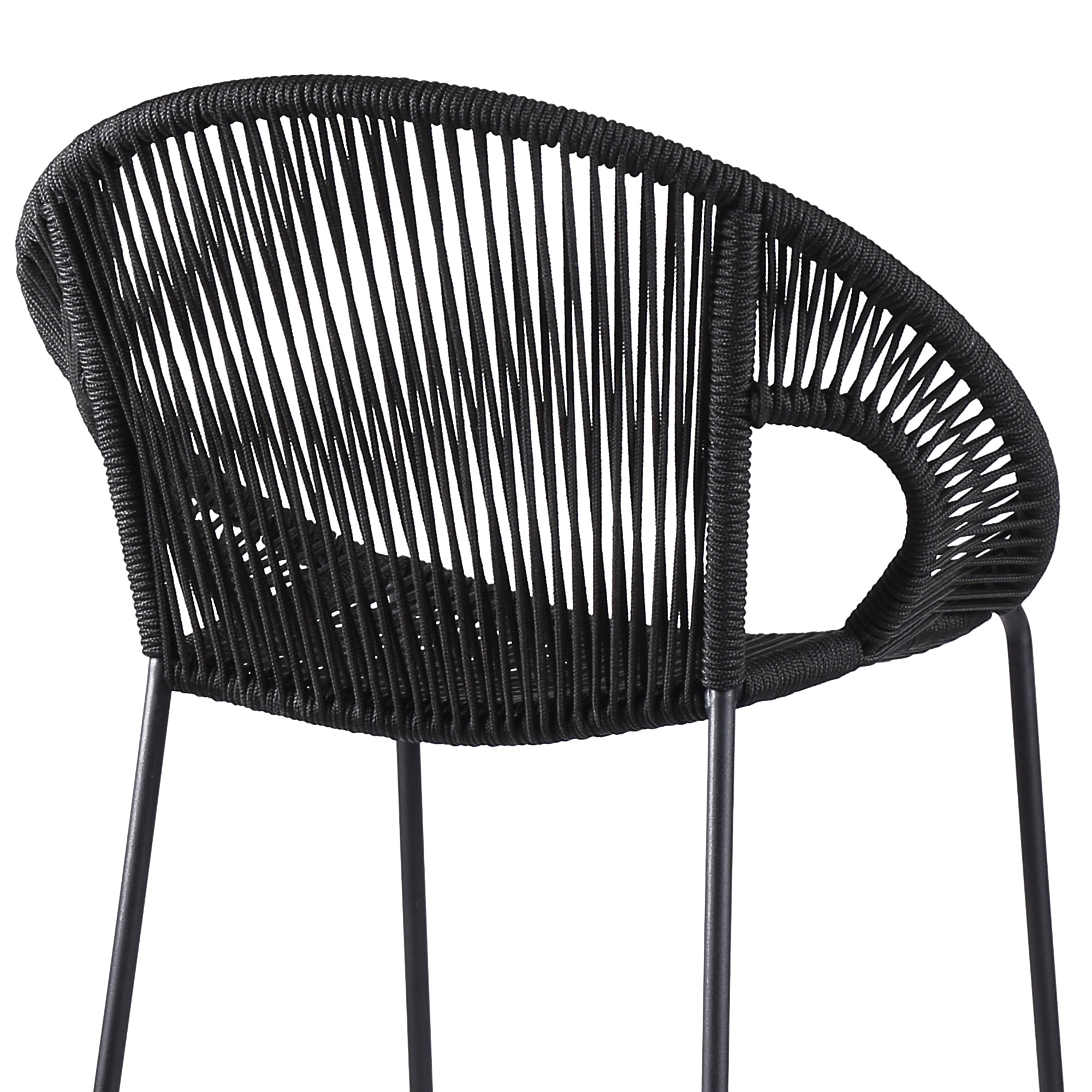 Acapulco 30" Indoor Outdoor Steel Bar Stool with Black Rope - Set of 2