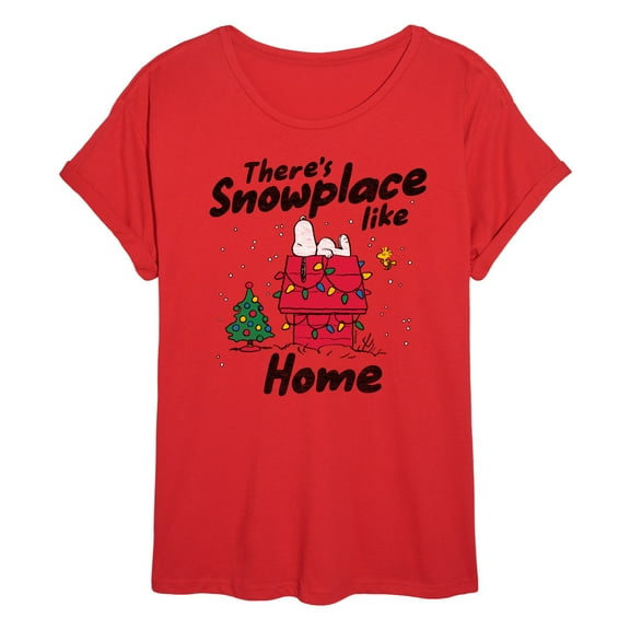 Peanuts - Theres Snowplace Like Home - Womens Oversized Graphic T-Shirt