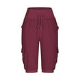 thumbnail image 5 of Chbgutlmr Pants for Women Drawstring High Waisted Loose Casual Lightweight Knee Length Trousers Pockets, 5 of 6