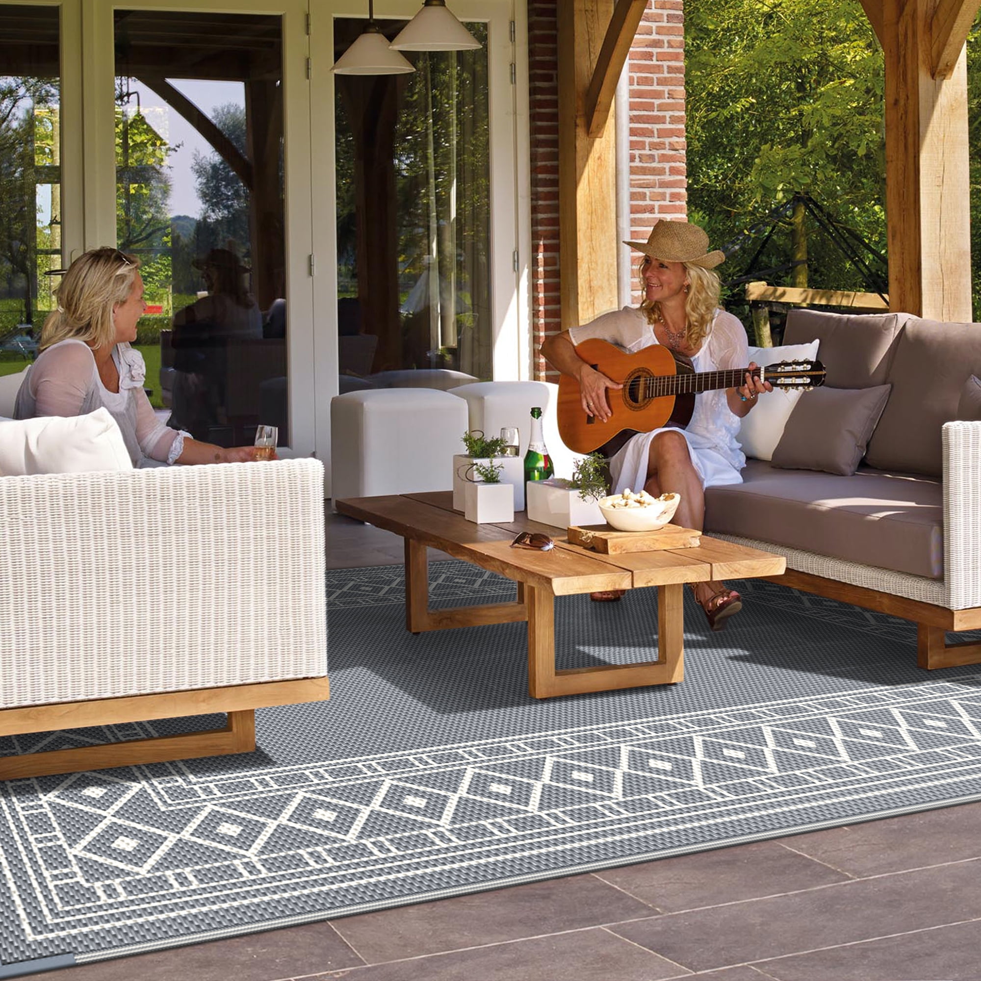 Dropship Outdoor Rugs; 9'x12' Reversible Plastic Straw Rug For Patios  Clearance; Outside Area Carpet; Camping Mat For Outdoor Decor; RV; Navy  Blue&White to Sell Online at a Lower Price