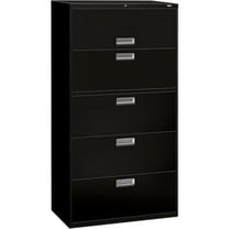 HON Brigade 600 Series 5-Drawer Lateral 36" x 18" x 64.3" - 2 x Shelf(ves) - 5 x Drawer(s) for File - 1 x Door(s) - A4, Legal, Letter - Lateral - Interlocking, Leveling Glide, Ball-bearing Suspension,