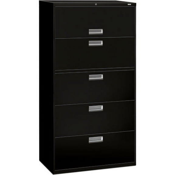 HON Brigade 600 Series 5-Drawer Lateral 36" x 18" x 64.3" - 2 x Shelf(ves) - 5 x Drawer(s) for File - 1 x Door(s) - A4, Legal, Letter - Lateral - Interlocking, Leveling Glide, Ball-bearing Suspension,