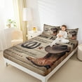 thumbnail image 4 of Manfei Retro Cowboy Full Size Sheets 4-Piece, Hat Boots Horseshoes Bed Sheets, Brown Barn Door Sheet Sets, Lightweight Room Decor, 4 of 7