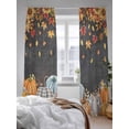 thumbnail image 3 of Fall Sheer Curtains 96 inches Long, Pumpkin Thanksgiving Sunflower Maple Leaf Blackboard Light Filtering Sheer Window Curtains Rod Pocket Voile Drapes for Bedroom Living Room, 52"W x 96"L 2 Panels, 3 of 7