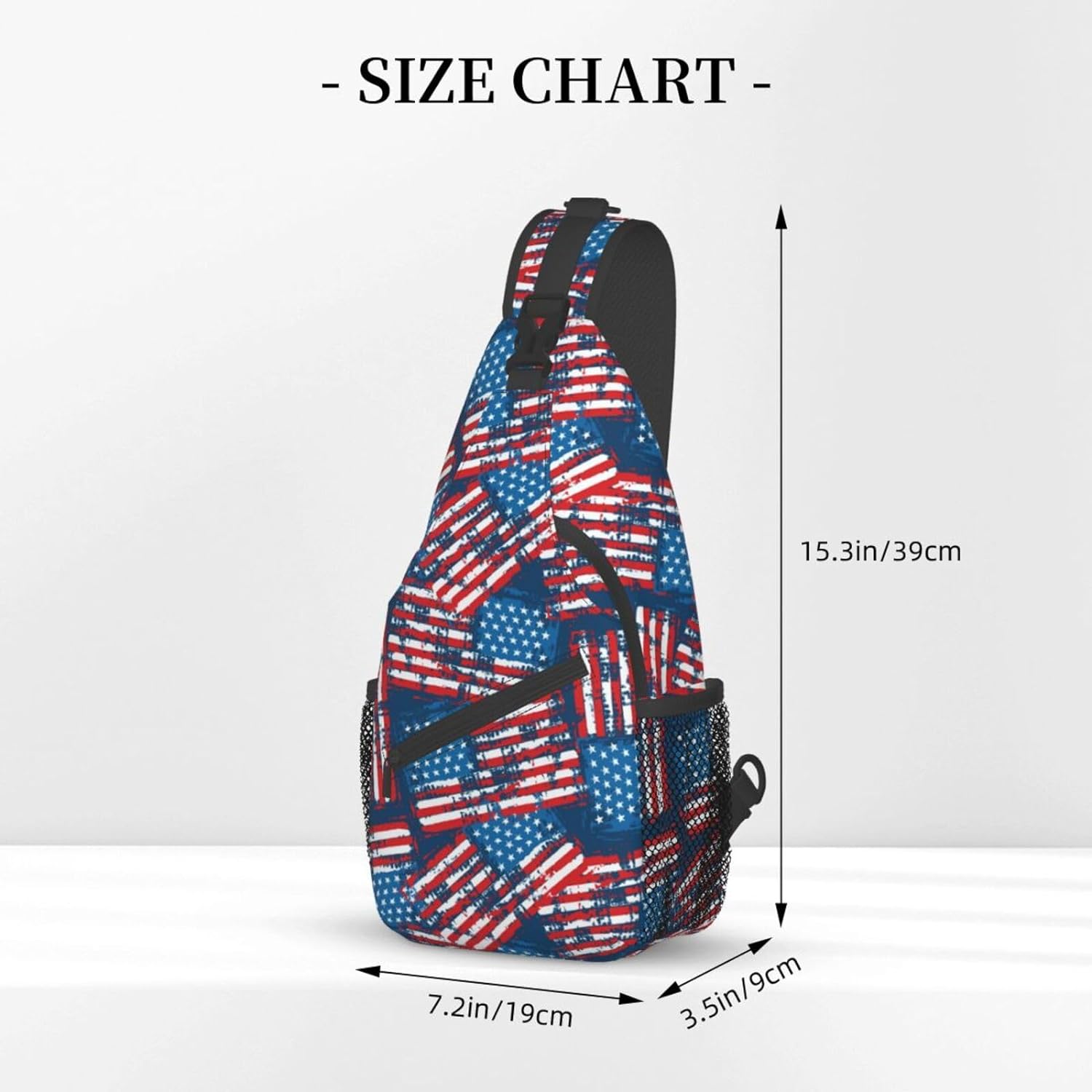 4th of July Independence Day American Flag Print Sling Bag Crossbody Hiking Travel Chest Bags Backpack Shoulder Daypack for Women Men
