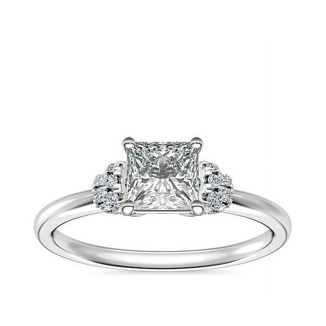 0.65 Carat Excellent Princess Cut Real Diamond New Design Solitaire Ring for Wedding Solid 18K White Gold Size 11