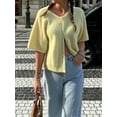 thumbnail image 3 of Gupgi Women Knitted Cardigan Short Sleeve Button Down Knit Crop Tops Solid Color Open Front Sweater, 3 of 7