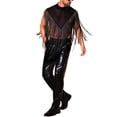 thumbnail image 2 of INSPIRE CHIC Men's Mock Collar Sleeveless Patchwork Sequins Fringe Vest M Black, 2 of 5