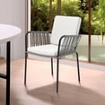 thumbnail image 4 of DWVO Outdoor Patio Dining Chairs Set of 4, Patio Rope Woven Stackable Chairs, Outdoor Dining Single Sofa Chair Wicker Bistro Chairs Armchair Seating - Gray & Beige, 4 of 7