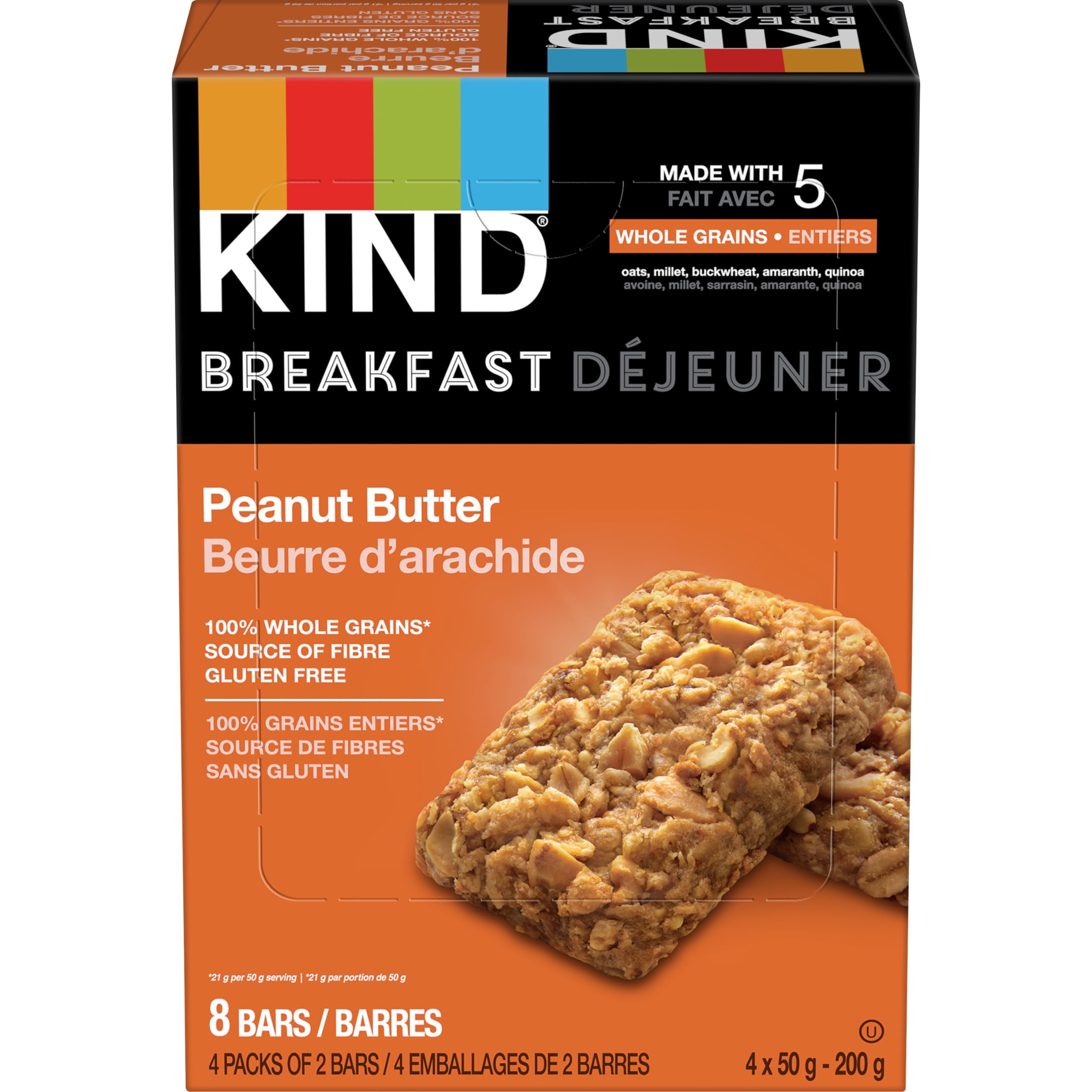 KIND Breakfast Bars, Peanut Butter, (50g), Box of 8 Bars