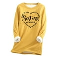 thumbnail image 3 of Feancey Fleece Lined Sweatshirt Women Plus Size Winter Thermal Tops Trendy Letter Print Crewneck Pullover Comfy Fuzzy Loungewear Pajamas Yellow XXL, 3 of 4