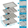 thumbnail image 2 of Jewelry Tray, 4 Pack Stackable Jewelry Display Tray with Lid, Jewelry Organizer for Ring Earring (Light Gray), 2 of 6