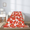 thumbnail image 2 of Throw Blanket for Couch Sofa and Bed, Cute Tomato Food Super Soft Plush Throw Blanket, Fuzzy Cuteness Comfy Warm Washable Flannel Blanket & Throws for All Season 50"x40", 2 of 5