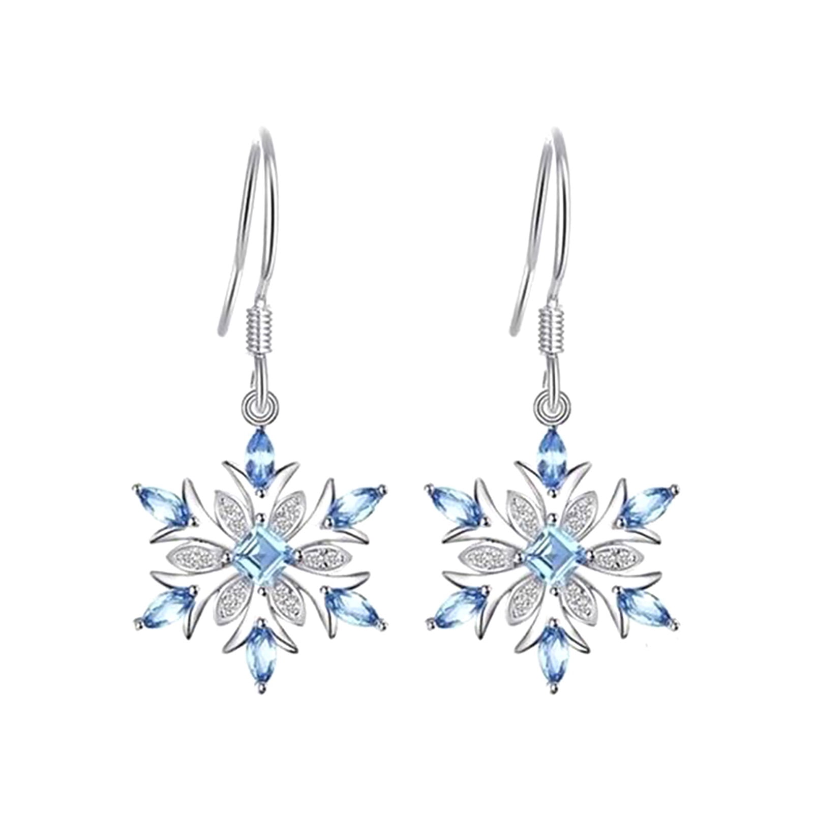 Dangle Earrings Stocking Stuffer Holiday Gifts Winter Accessories Gifts for Her Blue Snowflake Earrings