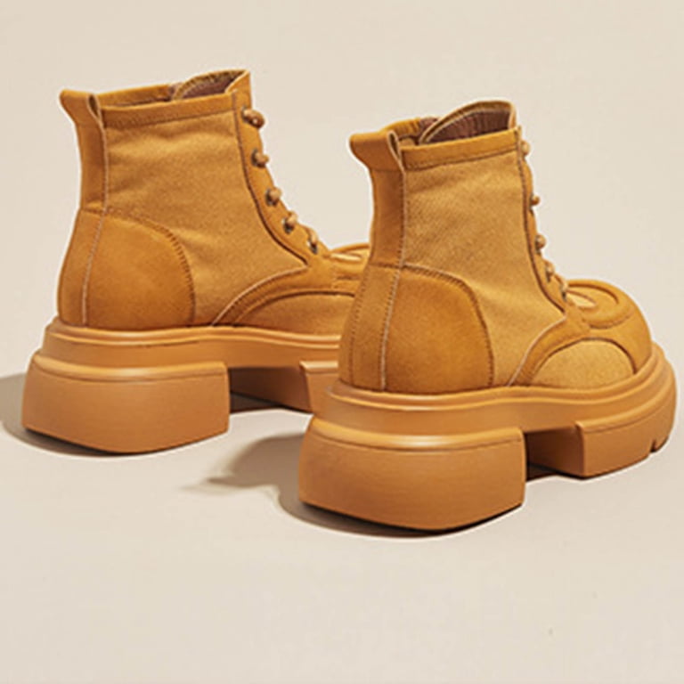 E-759 Yellow Womens Winter Satin Fabric Low Cut Short Boots