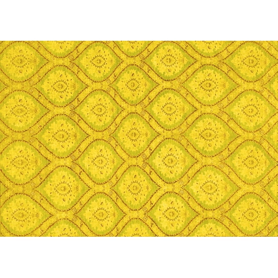 Ahgly Company Indoor Rectangle Oriental Yellow Modern Area Rugs, 5' x 8'