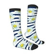 thumbnail image 4 of Lsque Daisy Striped Nautical Printed Crew Socks Men's Women's LightWeight Thin Casual Calf Socks ,Knee High Socks,Cotton Socks, 4 of 9