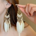 thumbnail image 5 of Bohemian Droplet Feather Tassel Earrings: Dance to the Rhythm of Freedom, 5 of 10