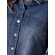 thumbnail image 5 of Chaqueta de mezclilla recortada de mujer con mangas largas y dobladillo deshilachado INSPIRE CHIC S Azul, 5 of 5