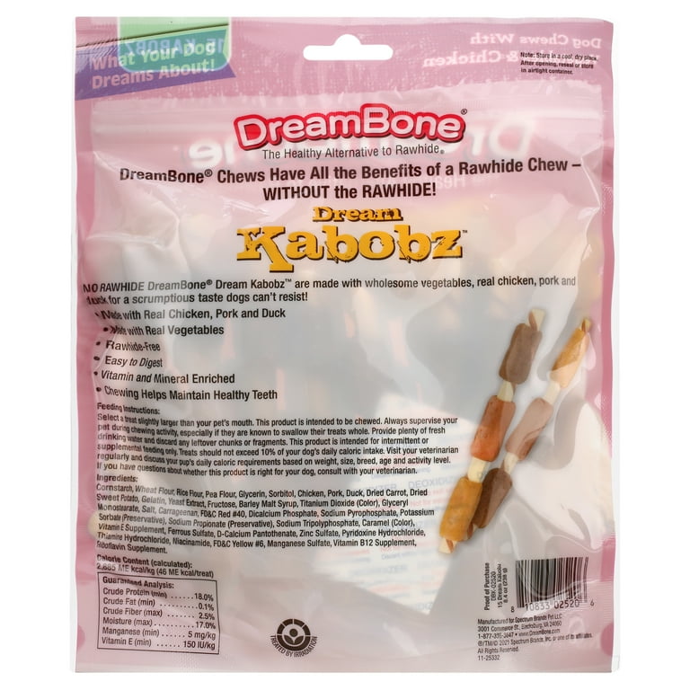 DreamBone Dream Kabobz Rawhide Free Chews for Dogs 15 Count 8.4 oz. Walmart