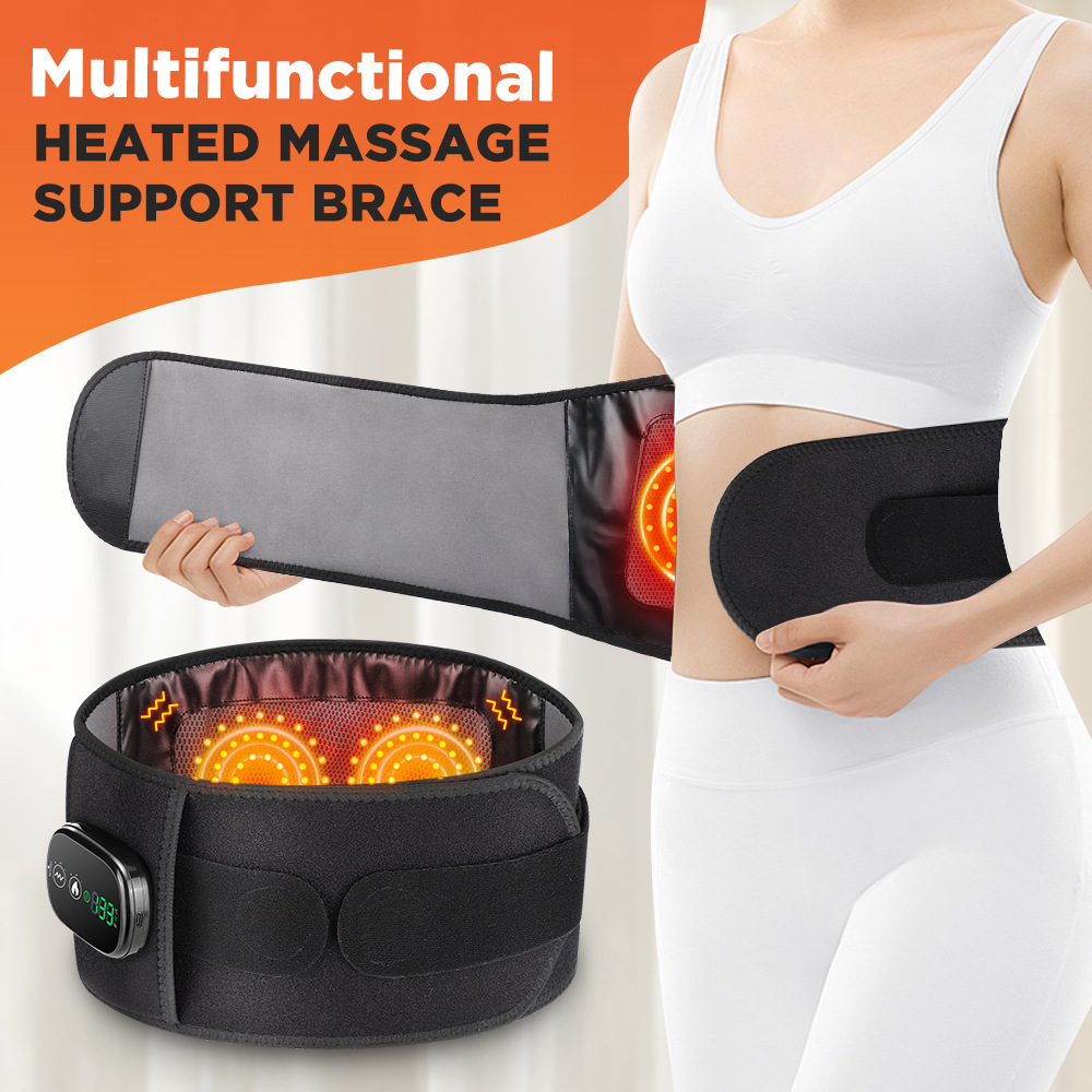 3-in-1 Cordless Heated Waist Belt with Red Light & Vibration, Portable Lower Back Comfort Wrap with Digital Display and Adjustable Fit, Personal Wellness Device