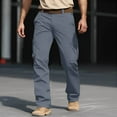 thumbnail image 3 of Cargo Pants for Men 2025 Casual Elastic Waist Button Wide Leg Hiking Work Pants with Pockets Mens Trousers, 3 of 4
