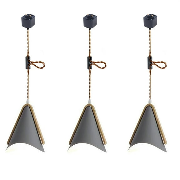 JLOWCO Adjustable Height Track Lighting Hanging Pendant Light H Type Kitchen Pendant Lighting Over Island 3 Pack Island Hanging Pendant Light Gray (LED Bulb Include)
