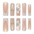 thumbnail image 2 of Fofosbeauty 24pcs Press on Nails, 2024 Fake False Nails Tips Design,Long Coffin French Rhinestone Butterfly, 2 of 9