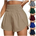 thumbnail image 4 of GEWSEY Womens High Waisted Running Shorts Quick Dry Athletic Workout Shorts with Mesh Liner Zipper Pockets (Khaki, L), 4 of 7
