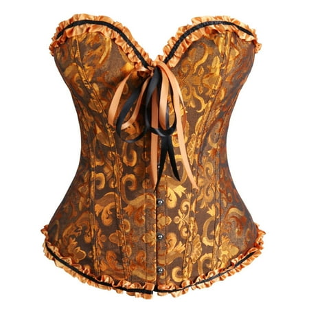 Hipattires Womens Corsets Tops Plus Size Cincher Yellow Lace Corset Going Out Push up Corset Belt Juniors Corset