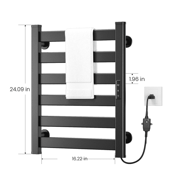 Waterproof Wall-Mounted Towel Warmer - Black, Adjustable Timer & 3 Temperature Modes