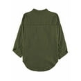 thumbnail image 5 of Cindysus Ladies Casual Solid Color Denim Blouse Shirts Women Elegant Jean Jackets Button Down Business Loose Tops With Pockets Army Green XL, 5 of 7